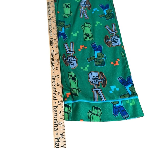 minecraft PJ Pajama set Size 10/12  youth boys 2 piece green Fleece Polyester - Picture 10 of 11